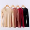Womens Fashion T-Shirts Fall Winter Ultra-Thin Long-Sleeve Warm Top Slim Bottoming Shirt Comfortable Soft Pants Suit Red view 4