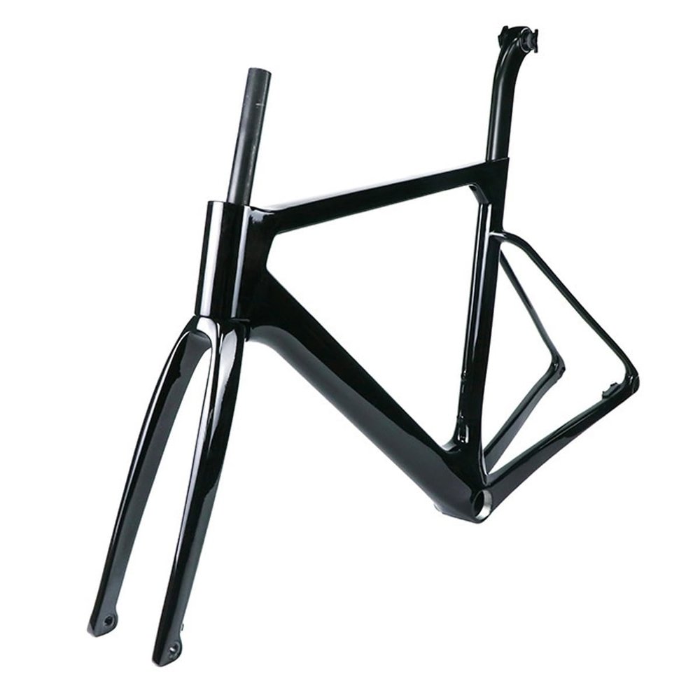 BSFHQS 700C Road Bike Frameset 44cm 47cm 50cm 53cm 56cm Wind Breaker Racing Bike Frame Carbon Fiber Disc Brake Frames Thru Axle F100mm R142mm(47cm)