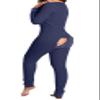 UAURORAO Women Christmas One Piece Pajamas Bodycon Striped Xmas Onesie Pjs Cute Printed Holiday Sexy Butt Flap Jumpsuit Sleepwear(Dark Blue,X-Large) view 1