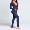 UAURORAO Women Christmas One Piece Pajamas Bodycon Striped Xmas Onesie Pjs Cute Printed Holiday Sexy Butt Flap Jumpsuit Sleepwear(Dark Blue,X-Large) view 3