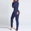 UAURORAO Women Christmas One Piece Pajamas Bodycon Striped Xmas Onesie Pjs Cute Printed Holiday Sexy Butt Flap Jumpsuit Sleepwear(Dark Blue,X-Large) view 4
