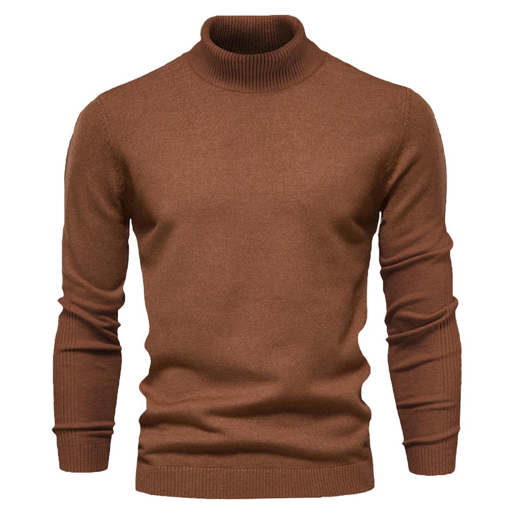 Zhyaj Men's Turtleneck Sweaters Long Sleeve Knitted Pullover Basic Slim Fit Sweaters Trendy Casual Soft Comfy Crew Neck Pullover Sweater