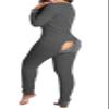 UAURORAO Women Christmas One Piece Pajamas Bodycon Striped Xmas Onesie Pjs Cute Printed Holiday Sexy Butt Flap Jumpsuit Sleepwear(Light Grey,Medium) view 1
