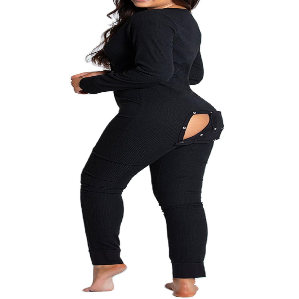 UAURORAO Women Christmas One Piece Pajamas Bodycon Striped Xmas Onesie Pjs Cute Printed Holiday Sexy Butt Flap Jumpsuit Sleepwear(Casual Black,Small)