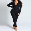 UAURORAO Women Christmas One Piece Pajamas Bodycon Striped Xmas Onesie Pjs Cute Printed Holiday Sexy Butt Flap Jumpsuit Sleepwear(Casual Black,Small) view 2