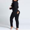 UAURORAO Women Christmas One Piece Pajamas Bodycon Striped Xmas Onesie Pjs Cute Printed Holiday Sexy Butt Flap Jumpsuit Sleepwear(Casual Black,Small) view 3