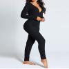 UAURORAO Women Christmas One Piece Pajamas Bodycon Striped Xmas Onesie Pjs Cute Printed Holiday Sexy Butt Flap Jumpsuit Sleepwear(Casual Black,Small) view 4