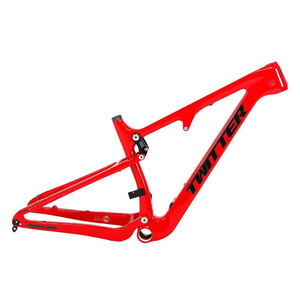 BSFHQS 15"/17"/19"/21" Mountain Bike Frame 27.5er 29er Full Suspension Carbon Fibre Frame XC/DH Soft Tail Frame 12 * 148mm Boost Thru Axle Disc Brake(Red,27.5 * 15")