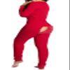 UAURORAO Women Christmas One Piece Pajamas Bodycon Striped Xmas Onesie Pjs Cute Printed Holiday Sexy Butt Flap Jumpsuit Sleepwear(Casual Red,Large) view 1