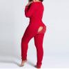 UAURORAO Women Christmas One Piece Pajamas Bodycon Striped Xmas Onesie Pjs Cute Printed Holiday Sexy Butt Flap Jumpsuit Sleepwear(Casual Red,Large) view 3