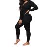 UAURORAO Women Christmas One Piece Pajamas Bodycon Striped Xmas Onesie Pjs Cute Printed Holiday Sexy Butt Flap Jumpsuit Sleepwear(Solid Black,XX-Large) view 2