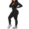 UAURORAO Women Christmas One Piece Pajamas Bodycon Striped Xmas Onesie Pjs Cute Printed Holiday Sexy Butt Flap Jumpsuit Sleepwear(Solid Black,Medium) view 4
