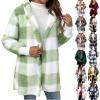 GOHRSHA Womens Hooded Fuzzy Sherpa Lined Fleece Jacket Open Front Buffalo Plaid Cardigan Comfy Soft Winter Clothes view 1