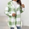 GOHRSHA Womens Hooded Fuzzy Sherpa Lined Fleece Jacket Open Front Buffalo Plaid Cardigan Comfy Soft Winter Clothes view 2