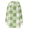 GOHRSHA Womens Hooded Fuzzy Sherpa Lined Fleece Jacket Open Front Buffalo Plaid Cardigan Comfy Soft Winter Clothes view 4
