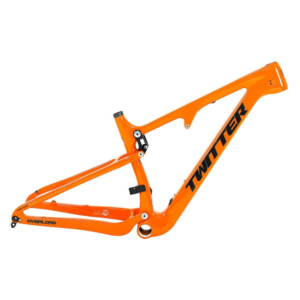 BSFHQS 15"/17"/19"/21" Mountain Bike Frame 27.5er 29er Full Suspension Carbon Fibre Frame XC/DH Soft Tail Frame 12 * 148mm Boost Thru Axle Disc Brake(Orange,27.5 * 19")