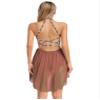 ranrann Sparkly Rhinestone Leotard Lyrical Dance Costume for Womens Cutout Strappy Backless Dance Dress Dusty Pink Small view 2