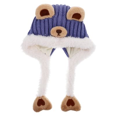 BESTYASH Cute Knitted Beanie Hat for Boy Girl with Earflaps Warm Cap for Toddlers Boy Girl Comfortable and Stylish for Cold Weather for Years Old Blue