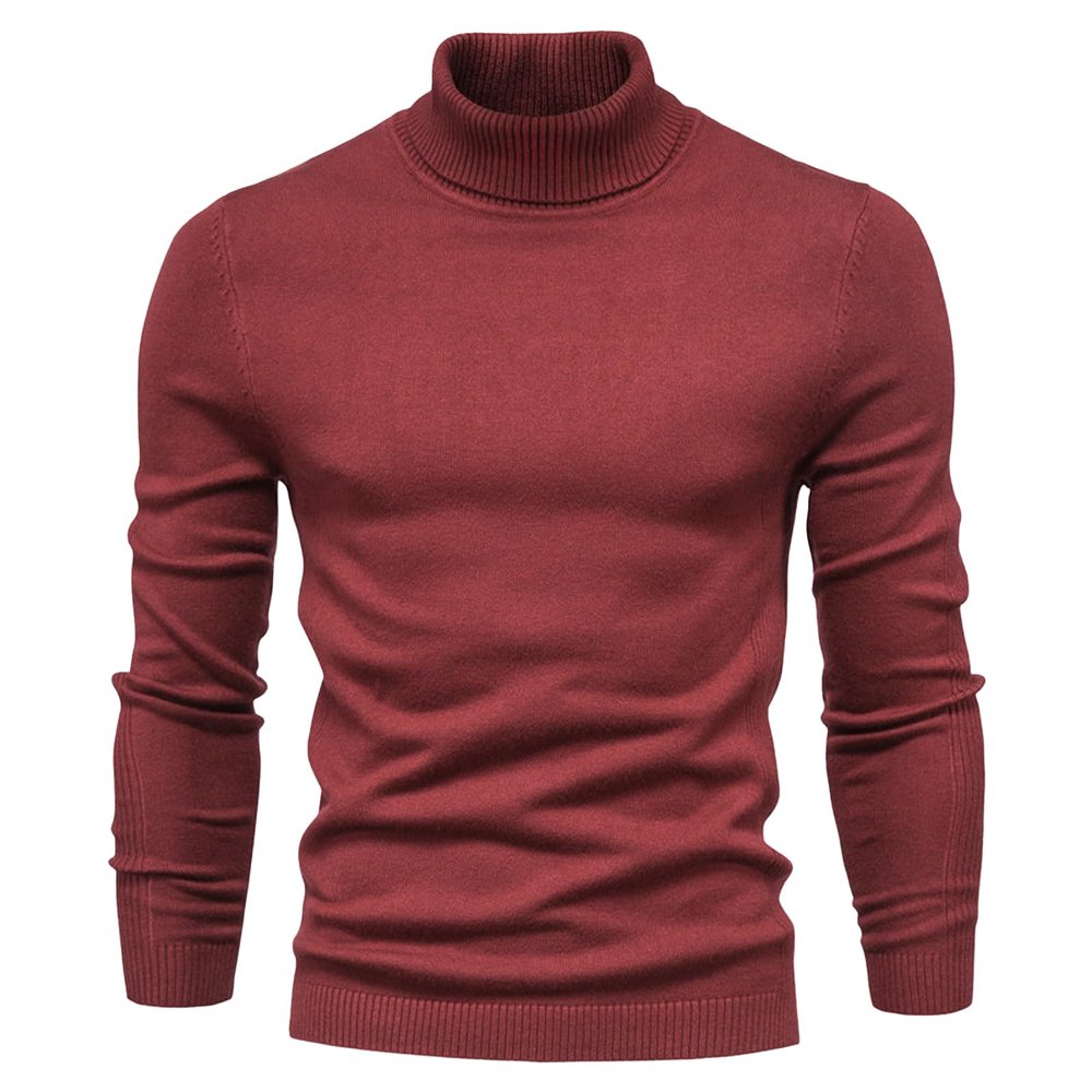 Zhyaj Men's Turtleneck Sweaters Long Sleeve Knitted Pullover Basic Slim Fit Sweaters Trendy Casual Soft Comfy Crew Neck Pullover Sweater