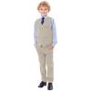 YoTsaiSpring Boys Uniform Pants Herringbone Tweed Pants Slim Fit School Dress Pants for Boy Wool Blend Formal Winter Light Khaki Boys Pants Size 8 view 2