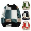 Cambkatl Men's Color Block Cable Knitted Sweaters, Cozy Winter Crewneck Loose Long Sleeve Pullover Casual Sweater Tops view 3