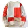 Cambkatl Men's Color Block Cable Knitted Sweaters, Cozy Winter Crewneck Loose Long Sleeve Pullover Casual Sweater Tops view 4