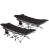 LOENIY 2 Pack Wide Folding Camping Cots with Pillow & Extra Thick 3 Inch Matress, Cots for Sleeping 900 LBS, Camping Bed for Adults with Cushion, Sleeping Cot (Black) view 1