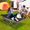 LOENIY 2 Pack Wide Folding Camping Cots with Pillow & Extra Thick 3 Inch Matress, Cots for Sleeping 900 LBS, Camping Bed for Adults with Cushion, Sleeping Cot (Black) view 2