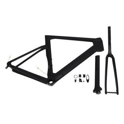Bnineteenteam Road Frame Fork Set, Carbon Fiber Road Fork Seat Post Disc Brake Internal Routing Frame Set for (XS-47CM