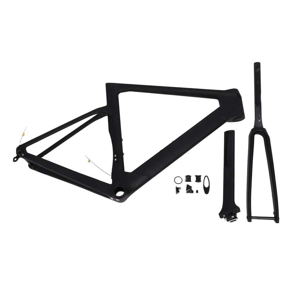 Bnineteenteam Road Frame Fork Set, Carbon Fiber Road Fork Seat Post Disc Brake Internal Routing Frame Set for (XS-47CM