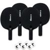 Cannon Sports Unbreakable Table Tennis Paddle Set - 4 Rackets with 6 Pack of 3-Star Table Tennis Balls  Portable Set for 4 Players (4 Black Paddles + 6 White Balls)