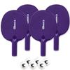 Cannon Sports Unbreakable Table Tennis Paddle Set - 4 Rackets with 6 Pack of 3-Star Table Tennis Balls  Portable Set for 4 Players (4 Purple Paddles + 6 White Balls)