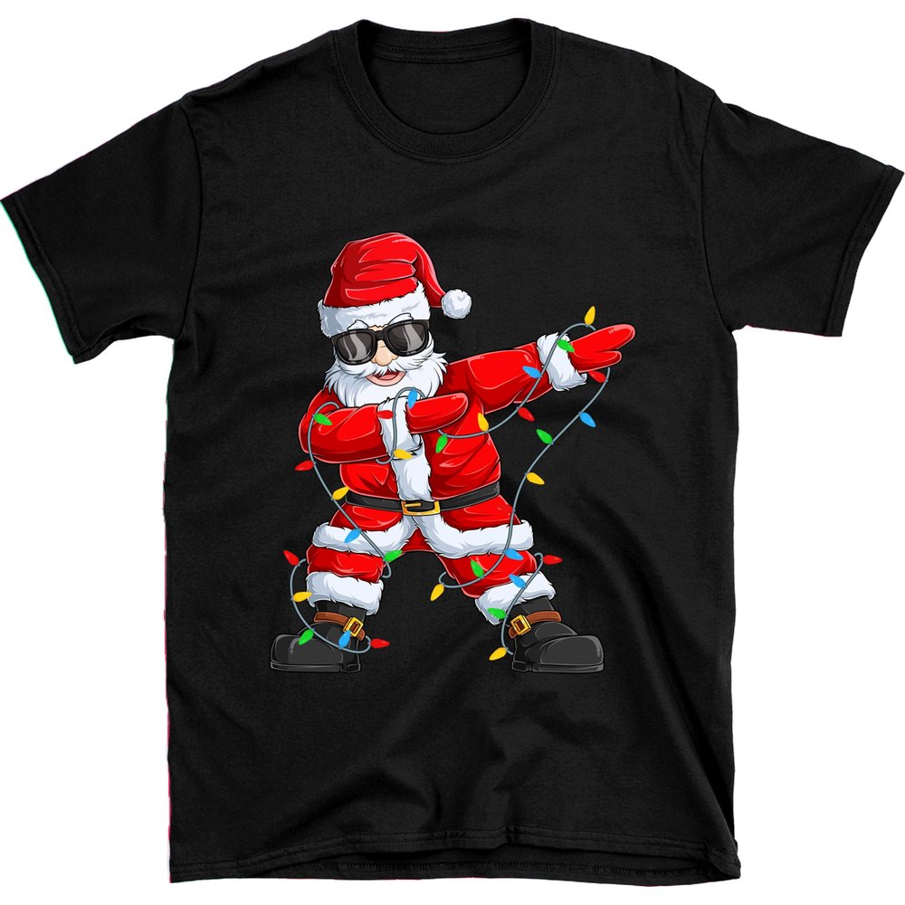 UNIDESGIFTS Dabbing Santa Shirt for Boys Girls Christmas Tree Lights Ugly Sweater for Kids Toddler Funny X-mas Gifts Sweatshirt Size 3T Black