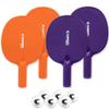 Cannon Sports Unbreakable Table Tennis Paddle Set - 4 Rackets with 6 Pack of 3-Star Table Tennis Balls  Portable Set for 4 Players (2 Orange + 2 Purple Paddles + 6 White Balls)