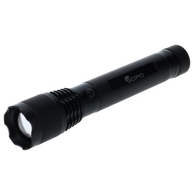 Scipio Tactical Flashlight S3201E 8.5-inch Aluminum 350 Lumens Camping EDC Torch Lightweight- Black