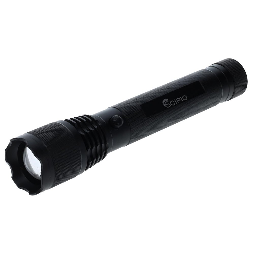 Scipio Tactical Flashlight S3201E 8.5-inch Aluminum 350 Lumens Camping EDC Torch Lightweight- Black