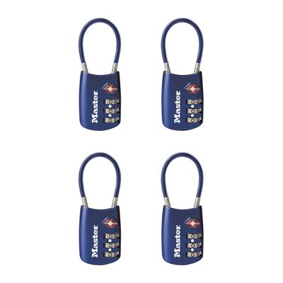 Master Lock Blue Set Your Own Combination TSA Approved Luggage Lock, Travel Zipper Padlock is Perfect for Suitcases, Bags, or Backpacks, 4 Pack, 4688BLUEC4