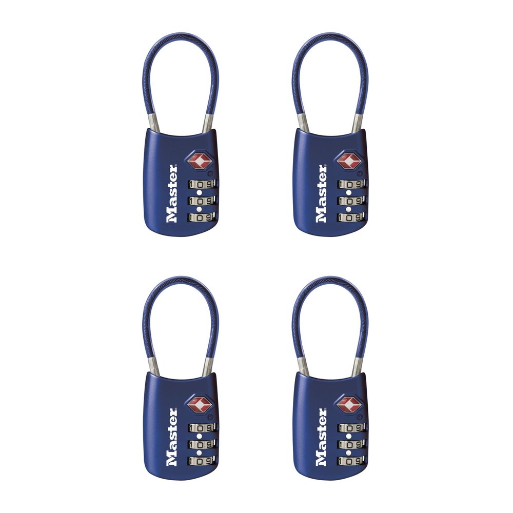 Master Lock Blue Set Your Own Combination TSA Approved Luggage Lock, Travel Zipper Padlock is Perfect for Suitcases, Bags, or Backpacks, 4 Pack, 4688BLUEC4