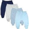 123 Bear Baby Soft Cotton Spandex Pants with Feet Multipack (Blue A 4pk, Newborn) view 1