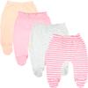 123 Bear Baby Soft Cotton Spandex Pants with Feet Multipack (Pink A 4pk, 3-6 Months) view 1