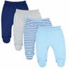 123 Bear Baby Soft Cotton Spandex Pants with Feet Multipack (Blue A 4pk, 6-9 Months) view 1