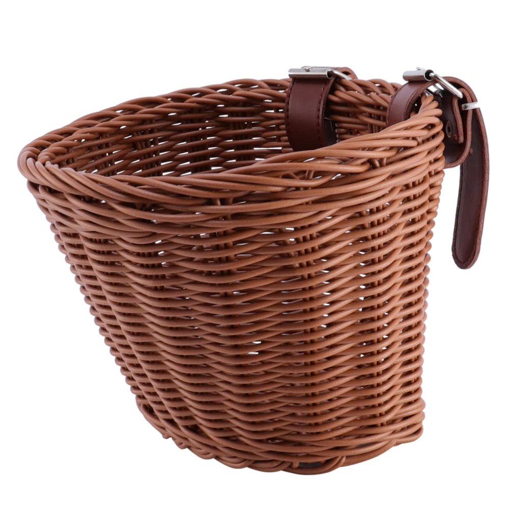 WHAMVOX 1pc Detachable Retro Front Basket for Boy Girl s Bike Capacity Storage Basket Easy to Install for Outdoor Riding Tea Design