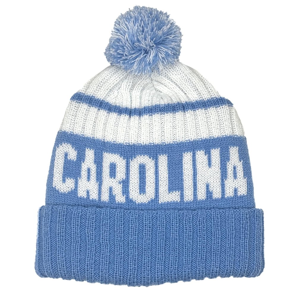 Hoiboo Carolina Beanie Knit Hat with Pom Winter Cuffed Cap Sport Fans Gift for Men Women