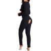 KMBANGI Women's One Piece Onsie Ugly Christmas Pajamas Print Jumpsuit Sleepwear Plus Size Romper with Drop Seat (Flap Butt Black,M) view 1