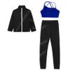 YiZYiF Gymnastic Workout for Girls Skating Pants Set Gym Sports Suit 3 Piece Training Costume Activewear Set Royal Blue 12 Years view 4