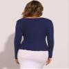 Allegra K Ruffle Cardigan for Women's V Neck Long Sleeve Open Front Sweater Knit Bolero Shrugs Large Dark Blue view 3