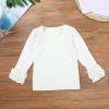 Ruffles Long Sleeve Crewneck T-Shirts for Little Girls Solid Color Basic Blouse Tee Tops Toddler Girl (White, 8Years) view 2
