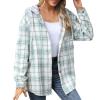 Lolvmvchi When Is Long Sleeve Open Front Women'S Plaid Long Sleeve Button Down Shirt Blouse Hooded Shackets Jacket Off Fashion Fall Outfits (Green, S) Womens Open Front Chunky view 1
