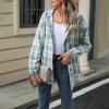 Lolvmvchi When Is Long Sleeve Open Front Women'S Plaid Long Sleeve Button Down Shirt Blouse Hooded Shackets Jacket Off Fashion Fall Outfits (Green, S) Womens Open Front Chunky view 3