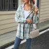 Lolvmvchi When Is Long Sleeve Open Front Women'S Plaid Long Sleeve Button Down Shirt Blouse Hooded Shackets Jacket Off Fashion Fall Outfits (Green, S) Womens Open Front Chunky view 4